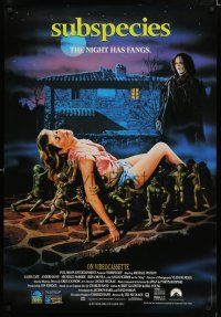 3x814 SUBSPECIES 27x39 video poster '91 Michael Watson, Tate, horror art of sexy girl & monsters!