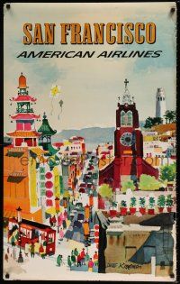 3x033 AMERICAN AIRLINES SAN FRANCISCO 25x40 travel poster '60s Kingman art of busy street!