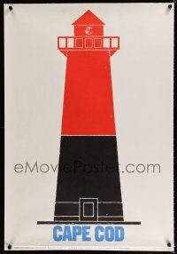 3x037 CAPE COD 28x41 travel poster '60s cool art of red and black lighthouse!