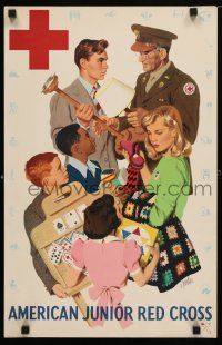 3x025 AMERICAN JUNIOR RED CROSS 15x23 WWII war poster '44 A. Parker art of man accepting donations