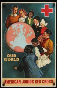 3x026 AMERICAN JUNIOR RED CROSS 15x23 WWII war poster '45 Amos Sewell art of young people!