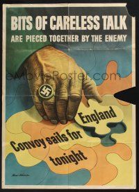 3x013 BITS OF CARELESS TALK 20x28 WWII war poster '43 Dohanos art of England taken by Nazi!
