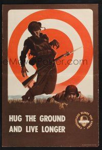 3x015 HUG THE GROUND & LIVE LONGER 14x20 WWII war poster '43 art of shot soldier who didn't listen