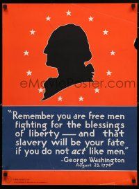 3x011 REMEMBER YOU ARE FREE MEN 20x27 WWII war poster '44 classic silhouette of Washington!