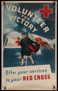 3x023 VOLUNTEER FOR VICTORY 21x34 WWII war poster '40s Frissell art of pretty Red Cross nurse!