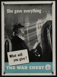 3x024 WAR CHEST: SHE GAVE EVERYTHING 14x19 WWII war poster '42 what will you give?