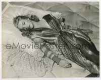 3y062 ANDREA KING 7.5x9.5 still '40s the sexy blonde laying on bed in great dress by Welbourne!
