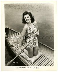 3y071 ANN RUTHERFORD 8.25x10.25 still '43 kneeling in sexy swimsuit as she paddles a canoe!