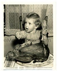 3y094 BABY SANDY 8x10 still '40 dynamic actress holding drumstick & gesturing at holiday turkey!