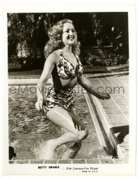 3y118 BETTY GRABLE 8x10.25 still '40s close up in sexy swimsuit getting out of swimming pool!