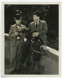 3y148 BONNIE SCOTLAND 8x10 still '35 close up of Stan Laurel with Oliver Hardy holding bagpipes!
