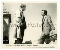 3y171 BULLITT 8.25x10 still '68 cool Steve McQueen stares at Robert Vaughn outside!