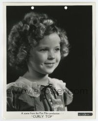 3y222 CURLY TOP 8x10 still '35 close smiling portrait of Shirley Temple over black background!