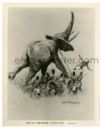 3y230 DARK RAPTURE 8x10.25 still '38 great artwork of natives roping elephant by A.M.Froehlich!