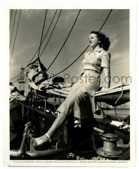 3y238 DEANNA DURBIN 8x10 still '40 taking a vacation from making Spring Parade on a ship!