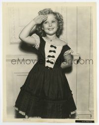 3y251 DIMPLES candid 8x10 still '36 wonderful close up of cute Shirley Temple saluting to cameramen!