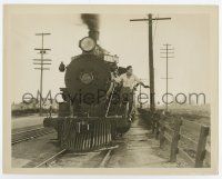 3y309 FAST MAIL 8x10 still '22 incredible image of Buck Jones about to jump from speeding train!
