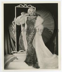 3y375 GO WEST YOUNG MAN 8.25x9.75 still '36 sexy Mae West in glamorous fur outfit by deco mirror!