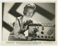 3y427 HOUR BEFORE THE DAWN 8x10 still '44 c/u of Nazi spy Veronica Lake by radio pointing gun!