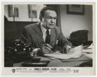 3y444 ILLEGAL 8x10.25 still '55 close up of Edward G. Robinson signing papers at desk!