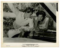 3y453 ISLAND IN THE SUN 8x10 still '57 Stephen Boyd stares at sexy Joan Collins with car hood open!