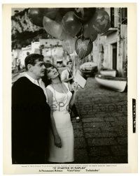 3y459 IT STARTED IN NAPLES 8x10.25 still '60 Clark Gable & sexy Sophia Loren holding balloons!