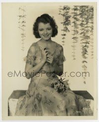 3y479 JANET GAYNOR deluxe 8x10 still '30s pretty seated portrait with flowers & vines by Autrey!