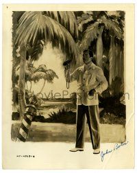 3y505 JOHN BOLES 8x10 still '30s standing with binoculars by painted tropical island backdrop!