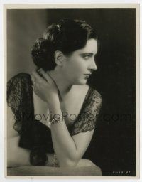 3y522 KAY FRANCIS 8x10 key book still '30s profile portrait in black lace dress w/ great jewelry!