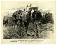 3y599 MAN FROM MUSIC MOUNTAIN 8x10.25 still '43 tense looking Roy Rogers holding Trigger's lead!