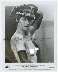 3y683 NIGHT PORTER 8.25x10 still '74 iconic image of topless Charlotte Rampling w/ Nazi cap!