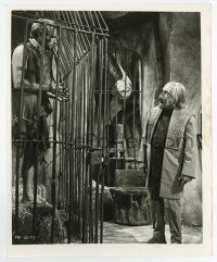 3y726 PLANET OF THE APES 8x10 still '68 Maurice Evans as Zaius talks to Charlton Heston in cage!