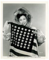 3y742 QUIANNA 8.25x10 still '49 the real Eskimo beauty from Arctic Manhunt holding 49 star flag!