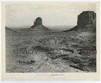 3y863 STAGECOACH 8.25x10 still '39 fantastic far shot of coach & soldiers in Monument Valley!