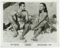 3y925 THUNDERBALL 8x10.25 still '65 Sean Connery as James Bond on beach with sexy Claudine Auger!