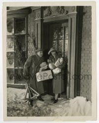 3y950 UNHOLY THREE 8x10.25 still '25 Mae Busch & Matt Moore with Christmas tree & wrapped gifts!