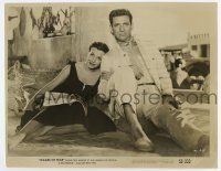3y969 WAGES OF FEAR candid 8x10 still '55 Yves Montand & Vera Clouzot relaxing on the ground!