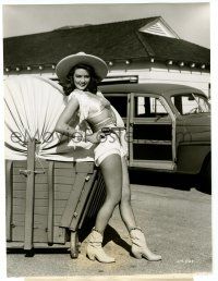 3y265 DOROTHY MALONE 7.5x9.75 still '48 in skimpy sexy cowgirl costume from Two Guys From Texas!