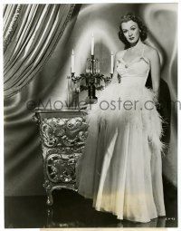 3y298 EVE ARDEN 7.75x9.75 still '48 in lovely ostrich feather dancing gown, Voice of the Turtle!