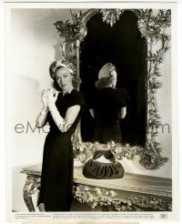 3y299 EVE ARDEN 8x10.25 still '46 in simple black dress with turban & long gloves by cool mirror!