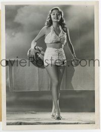 3y475 JANE GREER 6.25x8 news photo '46 in sexy fur winter swimsuit, starring in Sinbad the Sailor!