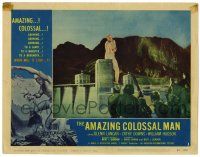 3z058 AMAZING COLOSSAL MAN LC #1 '57 Bert I. Gordon, special fx image of giant man at Hoover Dam!