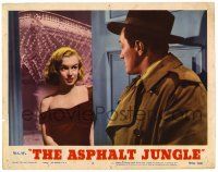 3z530 ASPHALT JUNGLE LC #8 R54 detective Don Haggerty coming to question gorgeous Marilyn Monroe!