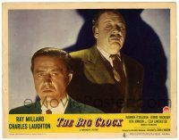 3z545 BIG CLOCK LC #1 '48 best close up of creepy Charles Laughton looking at puzzled Ray Milland!