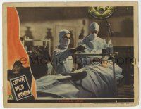 3z072 CAPTIVE WILD WOMAN LC '43 John Carradine & Fay Helm operating on Acquanetta & giant ape in lab