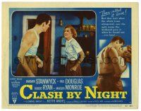 3z589 CLASH BY NIGHT LC #7 '52 Fritz Lang, close up of Barbara Stanwyck & Robert Ryan arguing!