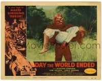 3z083 DAY THE WORLD ENDED LC #1 '56 Roger Corman, close up of the wacky monster carrying girl!