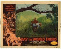 3z085 DAY THE WORLD ENDED LC #6 '56 Roger Corman, the wacky monster carrying girl under tree!