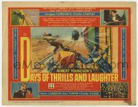 3z248 DAYS OF THRILLS & LAUGHTER TC '61 Charlie Chaplin, Laurel & Hardy, cool train chase art!
