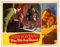 3z646 FROM THIS DAY FORWARD LC '46 c/u of Mark Stevens standing over Joan Fontaine at vanity!